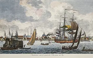 Amsterdam Prints: Amsterdam from the East Bridge in 17th c
