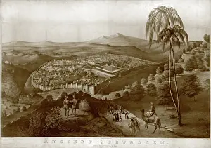 Images Dated 18th December 2007: Ancient Jerusalem, before destruction by Titus, painting by James Fuller Queen, 1852