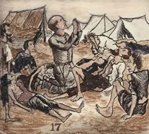 Dying Prints: Andersonville Prison. The Good Samaritan, Father Whelan prays for the dead and dying