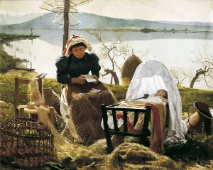 ANDRADE BLAZQUEZ, Angel (1866-1932). A letter from her absent husband. 1895. Oil on canvas. SPAIN. Madrid. Ministry of Foreign Affairs. AISA/Everett Collection**US SALES ONLY**