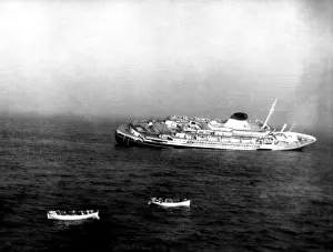 Lifeboat Prints: ANDREA DORIA, the Italian ocean liner is sinking in the ocean
