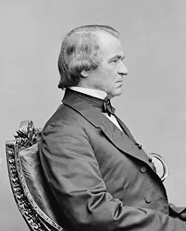 Glass Collodion Negative Prints: Andrew Johnson in profile portrait photo taken in the Matthew Brady studio in the 1860s (BSLOC_2019_5_97)