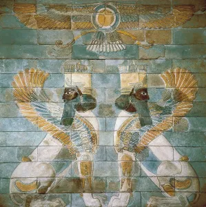 Fine Art Prints: Two Androcephalic Sphynxes or Lions under the Great God Ahura Mazda