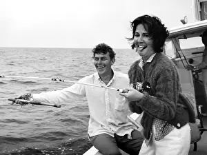 Andy Prints: Andy Griffith and his wife Barbara fishing in Roanoke