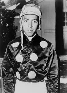 Horse Racing Prints: Angel Cordero dressed in racing silks in 1964