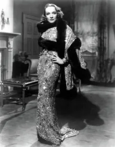 Fur Collar Prints: ANGEL, Marlene Dietrich, jeweled gown by Travis Banton, costume still, 1937