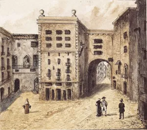 Barcelonese Prints: Angel Square. Painting. SPAIN. Barcelona