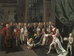 Grey Prints: ANGELIS, Peter (1685-1734). Queen Anne and the Knights of the Garter