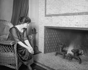 19th Amendment Prints: Anita Pollitzer in front of fireplace