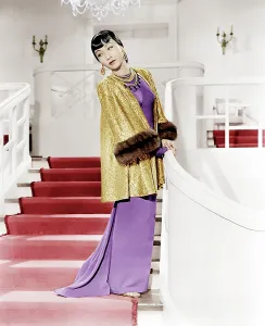 Asian American Prints: Anna May Wong, in a dress designed by Edith Head, 1937