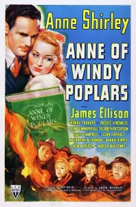 Ellison Prints: ANNE OF WINDY POPLARS, US poster art, top from left: James Ellison, Anne Shirley, 1940