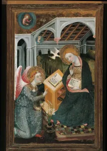 The Annunciation, by Unknown Artist, 14th Century, - Italy, Lombardy, Milan, Brera art gallery. All