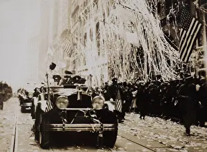 Celebration Prints: Antarctic aviator Richard Byrd riding in his third ticker tape parade up Broadway in New York City