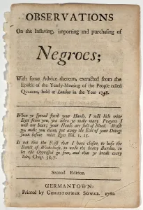 Abolitionist Prints: Anthony Benezet, Observations on the inslaving