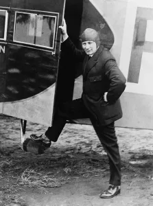 Fokker Prints: Anthony Fokker (1890-1939), aviator and a Dutch-American aircraft manufacturer stepping into one of his planes