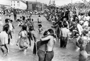 Fountain Prints: Anti-draft demonstrators during a peace rally near City Hall in San Francisco