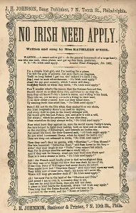 Sheet Music Prints: Anti-Irish. No Irish Need Apply