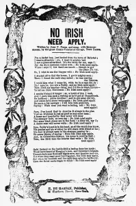 Sheet Music Prints: Anti-Irish song. No Irish need apply. Sheet music, Written by John F. Poole, ca 1862