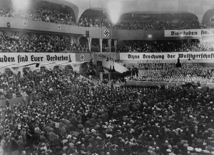 Auditorium Prints: Anti-Semitic rally, with swastikas and anti-Semitic banners