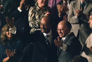 Peace Treaty Prints: Anwar Sadat and Menahem Begin receive applause at the US Capitol before Jimmy Carter's speech on the Camp David
