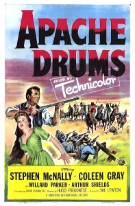 Us Army Prints: APACHE DRUMS, US poster, left from top: Stephen McNally, Coleen Gray, 1951