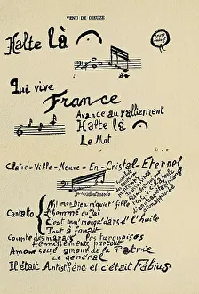 APOLLINAIRE, Guillaume (1880-1918). Caligramme (1914). AISA/Everett Collection**US SALES ONLY**