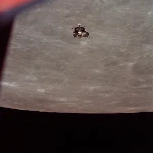 Eagle Prints: The Apollo 11 Lunar Module ascending from Moon's surface. July 20, 1969