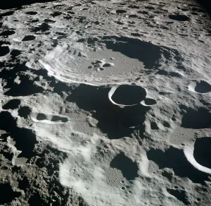 Astronomy Prints: Apollo 11 Moon view. Crater Daedalus on the lunar