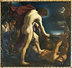 Lying On Back Prints: Apollos and Marsyas, by Barbieri Giovan Francesco known as il Guercino