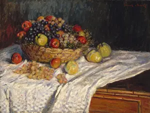 Grapes Prints: Apples and Grapes, by Claude Monet, 1879-80, French impressionist painting, oil on canvas