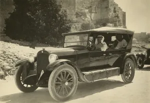 Gasoline Prints: Arab men wearing traditional keffiyeh in a passenger car in the 1920s