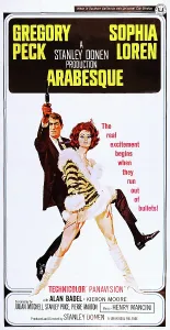 Boots Prints: ARABESQUE, l-r: Gregory Peck, Sophia Loren on poster art, 1966