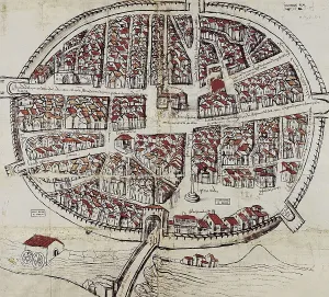 Burgos Prints: Aranda del Duero. Map of the city