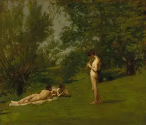 Orange Prints: ARCADIA, by Thomas Eakins, 1883, American painting, oil on canvas
