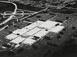 Lcgr1502 Prints: Architect's drawing of the aerial view of a shopping center in Roosevelt Field