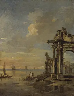 Empty Prints: Architectural Capriccio with Roman Ruins and Laguna