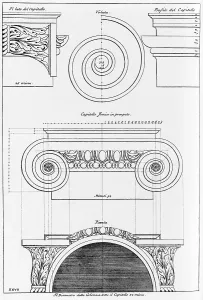 Capitals Prints: Architectural drawing for an Ionic capital by Italian Renaissance architect