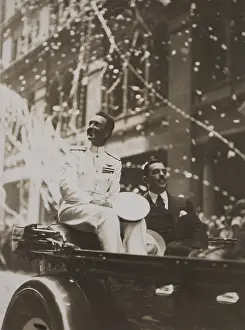 Flyers Prints: Arctic Aviator Richard Byrd riding in his first ticker tape parade up Broadway in New York City