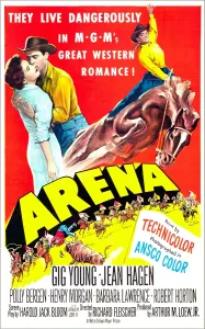 Bull Prints: ARENA, US poster, from left: Jean Hagen, Gig Young, 1953