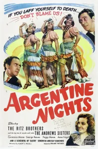 Constance Prints: ARGENTINE NIGHTS, US poster, Harry Ritz (left)
