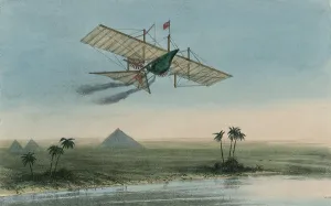 Imaginary Prints: Ariel the first carriage of the Aerial Transit Company was a winged boat or carriage flying over the Nile River with
