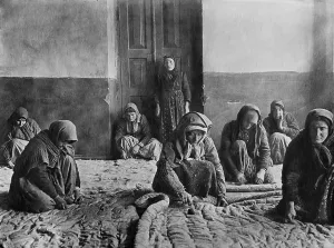 Anonymous Group Portraits Prints: Armenian women make quilts in Alexandropol