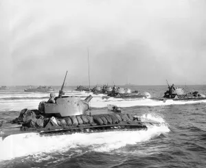 Invasions Prints: Armored amphibious tractors in the first waves of the Marine invasion of Okinawa