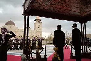 Guards Prints: Arrival ceremony for President Barack Obama at Al Hummar Palace in Amman
