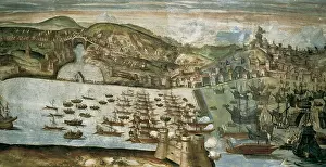 Seaside Prints: Arrival of the Spanish squadron to Lisbon under the commandment of Don Alvaro de Bazn