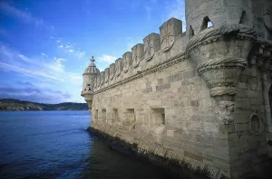 ARRUDA, Francisco de (?-1547). Tower of Belm. 1514-1520. PORTUGAL. Lisbon. Santa Maria de Belm. Detail of one of the bastions and the wall