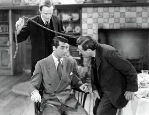 Massey Prints: ARSENIC AND OLD LACE, Raymond Massie, Cary Grant, Peter Lorre, 1944, attacking from behind