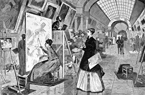 Winslow Prints: Art-students and copyists at work in a long