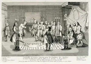 Masons Prints: Assemblee des Francs-Masons pour la Reception des Matres