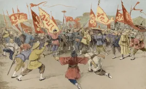 7 Continents Prints: Assembly of Chinese Boxers performing their martial arts exercises, ca. 1899-1900